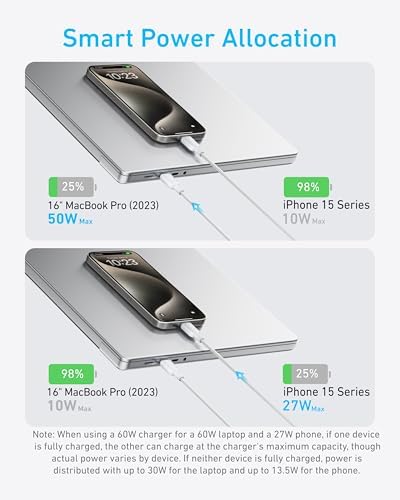 Anker Cable,6FT 2-in-1 USB C to USB C Cable 140W Max,Fast Charging for iPhone 16/16 Pro Max/15 Series,MacBook Air/Pro,and More(Braided,Black) – Enhanced Compatibility and Speed