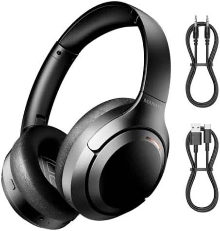 Discover Ultimate Sound Freedom with MANAYO’s Active Noise Cancelling Bluetooth Over-Ear Headphones – 150 Hours of Uninterrupted Playtime, Foldable Convenience, and Next-Gen Bluetooth 5.3 for Superior Sound Quality and Connectivity. Perfect for Music Lovers and Audiophiles Alike!