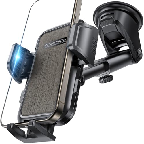 Ultimate Adjustable Windshield Phone Mount for Cars – Military-Grade Suction Cup Holder with Vent Hook, 360° Rotatable Design, Non-Slip Silicone Carbon Fiber for All Smartphone Models – Enhance Your Driving Safety & Hands-Free Convenience