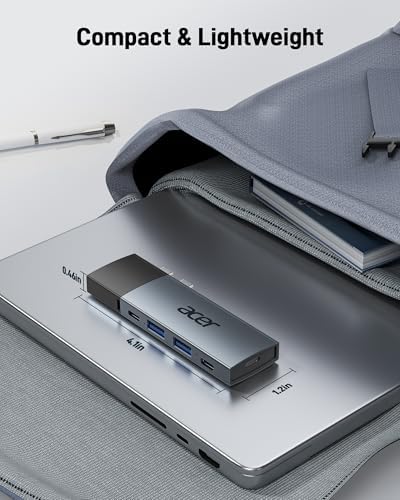 Acer USB C Hub for Mac Book Pro/Air M1 M2 M3 – Ultimate 6-in-2 Detachable Adapter with 4 K@60 Hz HDMI, Dual USB-A & USB-C 3.0 Ports, and 100 W PD Charging for Unmatched Multi-Device Connectivity and Enhanced Productivity Solutions