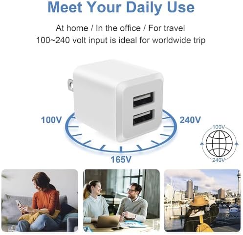 Maximize Your Charging Efficiency with the 3-Pack Dual-Port USB Wall Charger Cube – Fast Charging Adapter for i Phone 15, 14, 13, 12, 11 & More – Compact Power Block for Home, Office, or Travel Use – Durable Design for Simultaneous Device Charging