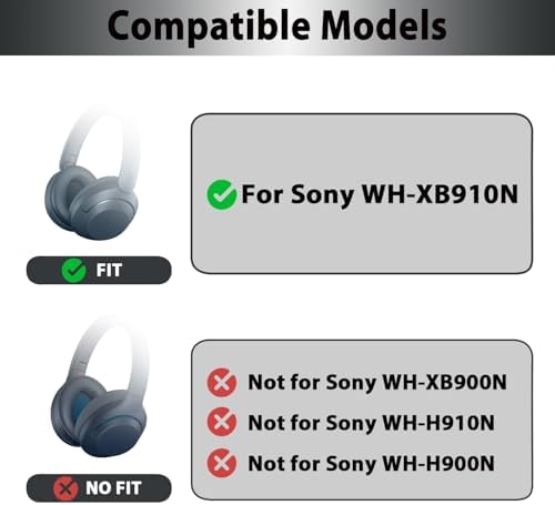 Upgrade Your Sony WH-XB910 N Headphones with Premium Memory Foam Earpads – Noise-Canceling Cushions Featuring Secure Buckle Design for Ultimate Comfort and Sound Isolation in Black – Perfect Replacement for Wired & Wireless Audio Enjoyment