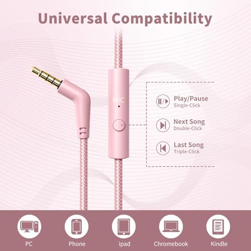 Versatile Over-Ear Wired Headphones with Integrated Microphone – Premium Sound Experience with Foldable Design and 4.9 ft Tangle-Free Nylon Cord – Perfect for Travel, Daily Use, and Multimedia Engagement (Black)