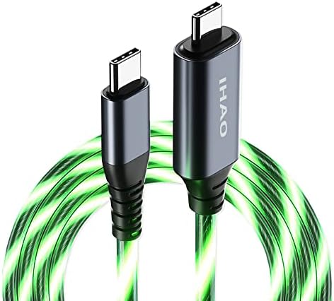 IHAO 60 W USB Type C to Type C Fast Charging Cable with LED Current Indicator – High-Speed Data Transfer for Android & i OS Devices – 39 Inch Universal Charger in Vibrant Green – Durable, Efficient Power Delivery for Modern Tech