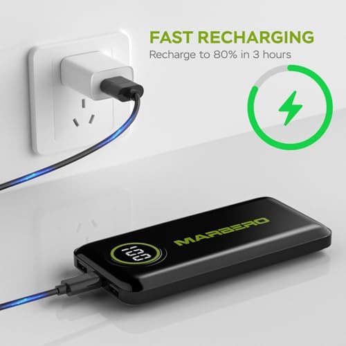 Ultra-Slim 10000 m Ah Portable Power Bank – MARBERO V18 High-Speed USB-C Charger for Multi-Device Charging – Lightweight, Durable Battery Pack for Samsung, Google, and Android Phones – Fast Charge Technology Ensures All-Day Power on-the-Go