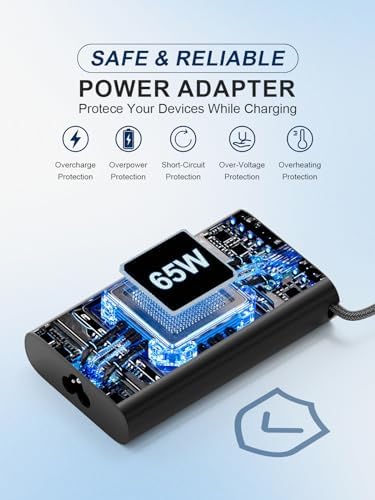 High-Power 100 W USB-C Laptop Charger for Dell Models – Fast Charging AC Adapter with Enhanced Compatibility for Latitude, Inspiron, and Precision Series – Eco-Friendly TPE Cable, Multiple Safety Protections, and Convenient Cable Management – Ideal Travel Companion for Home and Office Use