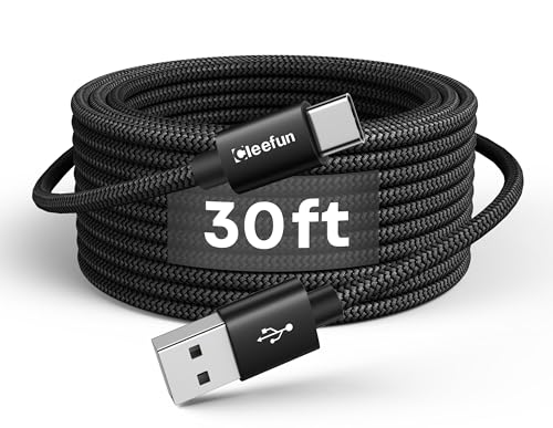 CLEEFUN 20 ft USB Type C Cable – Extra Long Nylon Braided Charger Cord for Fast Charging & Data Transfer, Compatible with Samsung Galaxy Note, LG, Moto, Pixel, Switch & More – Durable & Tangle-Free Design for Ultimate Convenience