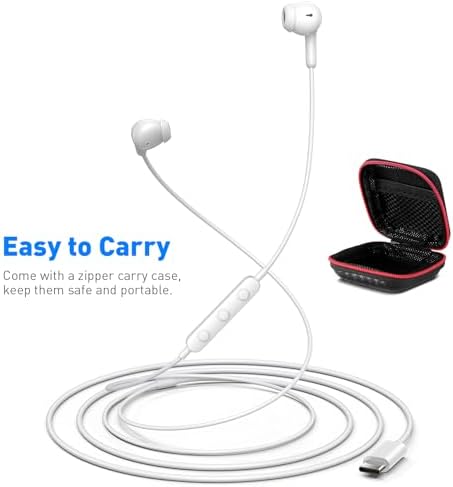 Elevate Your Audio Experience with Premium USB C Wired Earbuds for Apple & Android – Superior Hi-Fi Stereo Sound, In-Line Microphone, and Quick Volume Control – Perfectly Compatible with i Phone 16 Pro Plus, Google Pixel 8/7/6 A/5, and Samsung S24/S23/S22/S21 – Ergonomically Designed for All-Day Comfort and Unmatched Clarity in Music and Calls