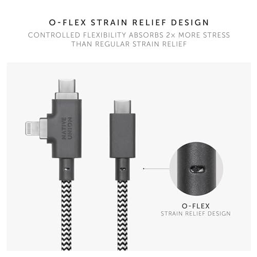 Power Your Devices Sustainably with the Native Union Belt Cable Duo Pro – 8 ft Ultra-Strong Braided 240 W Charging Cable for Lightning & Type-C – Eco-Friendly Design with 2-in-1 MFi Certified Connectors for Enhanced Compatibility and Rapid Performance – Perfect for Home, Office, and On-the-Go Charging