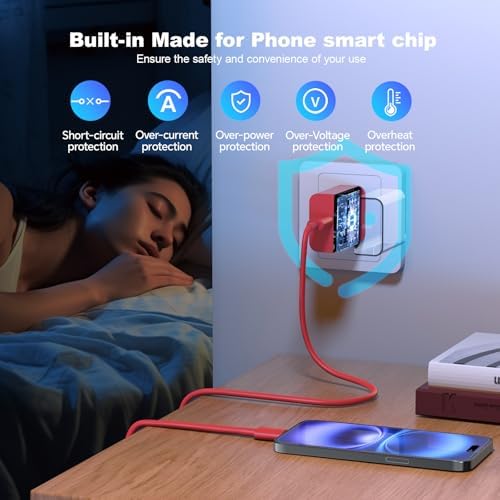 Dual-Pack Fast Charging USB C Charger Blocks for i Phone 16/15 & Galaxy S25/S24 – 6 ft Cable Included, Versatile Power Solution in Black & Pink – Enhanced Compatibility & Efficiency for Home, Office, and Travel