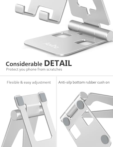 Cell Phone Stand for Desk, Adjustable Desktop Phone Holder Stand, Foldable Moblie Phone Dock for iPhone 15 14 13 12 11 Pro Xs Max Xr X 8 7 6 5 5s SE Nintendo Switch All Phones, Rose Gold – Enhanced Compatibility and Speed