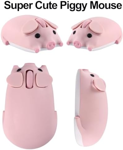 Cute Pig Design Wireless Mouse – Kawaii Bluetooth Dual Mode Silent Optical Mouse for PC, Laptop, and Tablet – Lightweight Portable Accessory for Kids, Students, and Office Use – Perfect Gift Idea for Adorable Tech Lovers