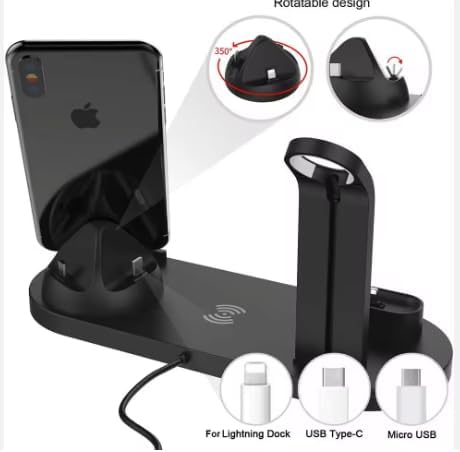 3-in-1 Wireless Charging Station for Multi-Device Convenience – Fast Qi Charger for i Phone, Samsung & More – Sleek Black Design for Home & Travel – Ultimate Solution to Eliminate Clutter and Ensure Device Readiness
