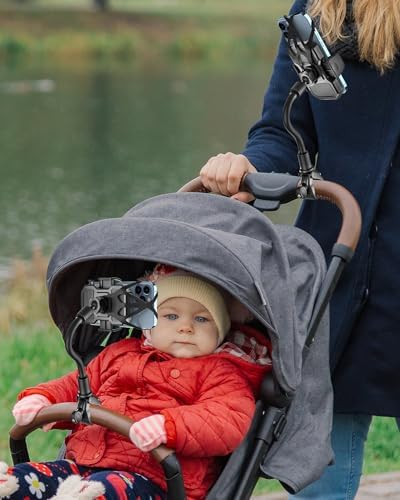 Enhanced Gooseneck Stroller Phone Holder – Versatile One-Handed Smartphone Mount for Strollers, Carts, and Wheelchairs – Universal Compatibility with i Phone 16, 15 Pro Max, 14, 13, 12, 11 & Android Devices – Effortless Hands-Free Convenience with Adjustable Angles – Secure, Durable Clamp for Safe Attachment – Lightweight Design for Easy Portability and Use