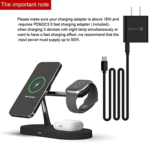 Maximize Your Charging Efficiency with the 5-in-1 Magnetic Wireless Charging Hub – High-Speed 15 W Mag-Safe Dock for i Phone 15/14/13/12, Apple Watch Series 7/SE/6/5/4/3/2, and Air Pods 3/2/Pro – The Ultimate All-in-One Charging Solution for Seamless Device Management and Clutter-Free Workspace