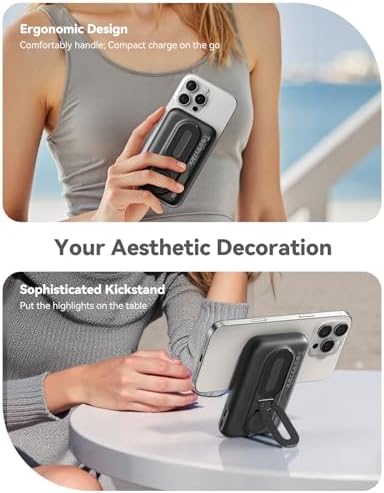 Magnetic Wireless Power Bank for i Phone & Apple Watch – 10,000 m Ah Fast Charging Portable Charger with Integrated Stand and LED Display – Ultimate Travel-Friendly Solution for i Phone 16/15/14/13/12 Pro Max & Apple Watch Series 10-1/SE/Ultra 2