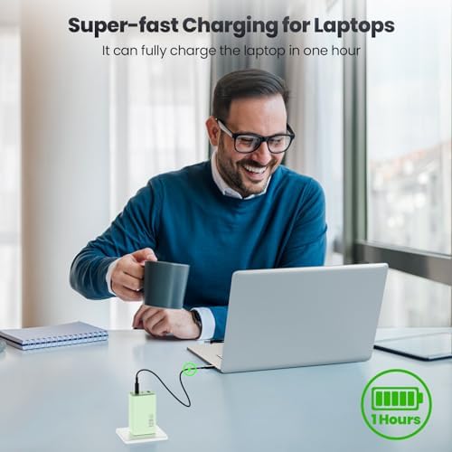 Power Up Your Devices with the Ultimate 128 W USB C Wall Charger – Advanced Ga N III Technology, 3-Port Fast Charging Station for Mac Book Pro, HP, Dell XPS, i Phone 15, Galaxy S23 & More – Compact & Efficient Travel Adapter for Maximum Device Compatibility and Rapid Charging Performance