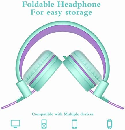 ELECDER i37 Foldable Kids Headphones – Lightweight, Adjustable On-Ear Wired Headphones in Vibrant Peach/Purple for School, Travel & Home Learning – Perfect Audio Companion for Young Learners & Teens with Comfortable Fit and Universal Device Compatibility