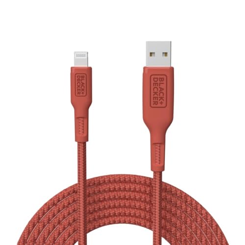 BLACK+DECKER Lightning to USB Charging Cable – Ultra-Fast Charge & Data Sync for All Apple Devices – Durable Braided Construction, Lightweight & Travel-Ready – Versatile Lengths & Color Options, Including Convenient 3 ft Length
