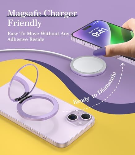 Cell Phone Stand Compatible with Magsafe Mirror Mount [Anti-Scratch & Portable] Girls Women Magnetic Travel Makeup Mirror Desk Fits for iPhone 16/15/14/13/12 Plus Pro Max (Pink) – Enhanced Compatibility and Speed