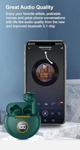 Advanced Bluetooth 5.1 Waterproof Earbuds with Built-in Microphone – IPX7 Rated In-Ear Headphones for Active Lifestyles, Enhanced Sound Quality, and Seamless Connectivity – USB-C Charging Case with LCD Display – Ideal for Android & i OS Users (Blue) – Experience Unmatched Comfort and Durability