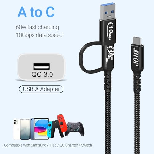 Premium USB A to C Android Auto Cable 3.3 ft [2 Pack] – Fast Charging USB C 3.1 & 20 Gbps Data Transfer for Seamless Connectivity with i Phone 16, Galaxy S23, Pixel 9 Pro – Enhanced Durability & Versatile Use for Car Play and Navigation