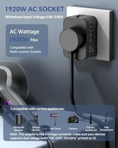 Global Travel Power Adapter with Dual USB-C & USB-A Ports – Compact & Efficient Universal Charger for USA, EU, UK & AUS – Reliable Fast Charging Solution for Tech-Savvy Travelers in Sleek Black Finish