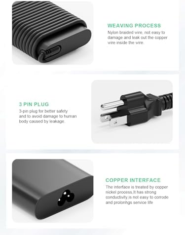 High-Power 100 W USB-C Laptop Charger for Dell Models – Fast Charging AC Adapter with Enhanced Compatibility for Latitude, Inspiron, and Precision Series – Eco-Friendly TPE Cable, Multiple Safety Protections, and Convenient Cable Management – Ideal Travel Companion for Home and Office Use