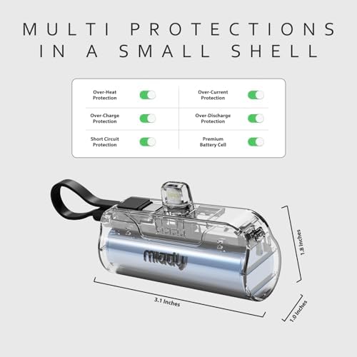 Miady 2-Pack 5000 m Ah Portable Power Bank for i Phone: Fast Charging, Compact Battery Pack Compatible with i Phone 14/13/12/11 and More – Dual Design for Ultimate Convenience and Dependability in Black & White