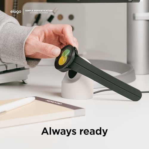 elago GW2 Smartwatch Charging Stand for Samsung Galaxy Watch 8/8 Classic, 7/Ultra, 6/6 Classic, 5/5 Pro – Stylish Desk Organizer with Enhanced Charging Speed (Cable Not Included) – Sleek White Design for Efficient Power Solution and Easy Accessibility