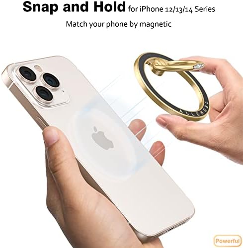 Allengel Bling Silver Magnetic Phone Grip – Stylish Mag Safe-Compatible Ring Holder & Kickstand for i Phone and Smartphones – 360-Degree Rotation, Secure Grip, and Elegant Design for Effortless Hands-Free Experience