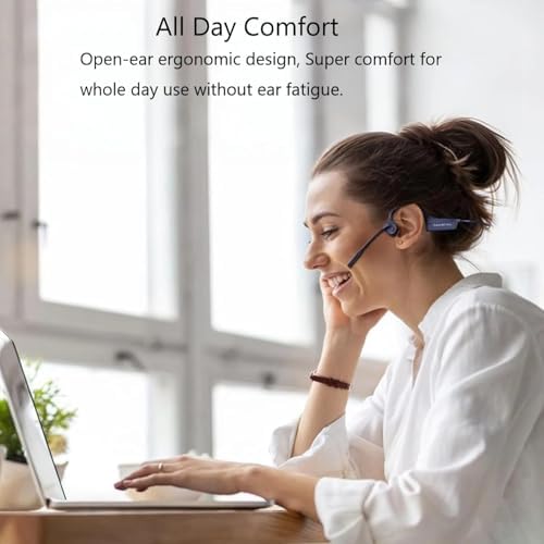 Ultra-Lightweight Bone Conduction Bluetooth Headphones – Waterproof Open-Ear Design for Enhanced Awareness and Comfort – Ideal for Sports, Workouts, and Hands-Free Calls with Crystal Clear Audio – Multi-Device Connectivity and Durable Performance for Active Lifestyles