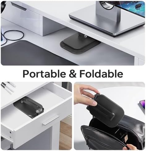 Foldable Phone Stand for Desk – Adjustable Height & Angle Cell Phone Holder, Portable Tablet Stand with Anti-Slip Base for Home, Office, and Travel, Compatible with iPhone & All 4-11″ Devices (Black) – Enhanced Compatibility and Speed