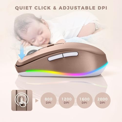 PEIOUS Rechargeable Wireless Mouse with LED – Innovative Jiggler Technology to Keep Your Computer Awake – Sleek Black Design for Optimal Comfort and Productivity