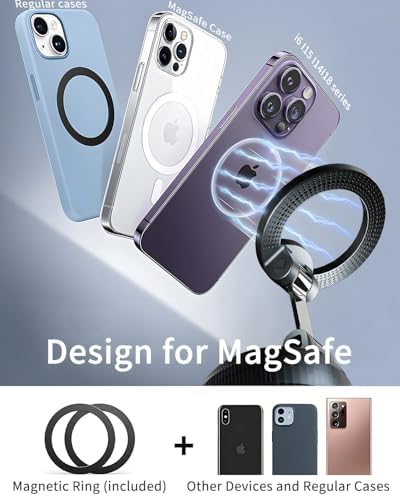 2025 Upgraded Vacuum Magnetic Phone Holder, Car Phone Holder for Magsafe [89+LBS Suction & 2800gf Magnetic] Suction Cup 360° Adjustable Phone Mount Car Truck Accessories for Women Men – Enhanced Compatibility and Speed