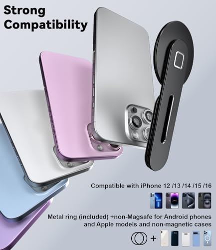 CloudValley Adjustable Laptop Stand, Magnetic Phone Holder, Aluminum Slim Computer Monitor Side Mount Clip for iPhone MagSafe Series & All Phones, Portable Foldable Computer Expansion, Matte Black – Enhanced Compatibility and Speed