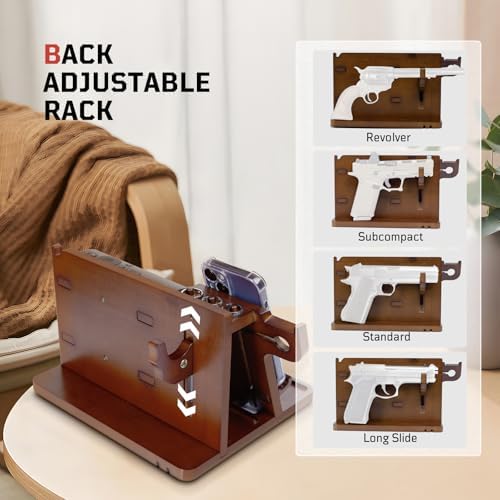 Nightstand Organizer, Wood Phone Docking Station with Adjustable Rack, Bedside Desk Organizer, EDC Tray for Men, Dads, Husbands – Ideal for Anniversaries and Birthdays – Dark Brown – Enhanced Compatibility and Speed