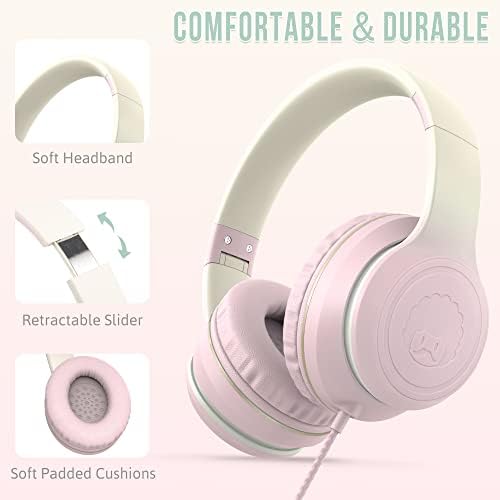 Rockpapa L22 Purple Over-Ear Headphones for Kids & Women – Lightweight, Foldable, and Durable Wired Design with Built-In Microphone for Clear Hands-Free Communication, Perfect for School, Travel, and Daily Use – High-Quality Stereo Sound and Tangle-Free Cord for Seamless Audio Enjoyment