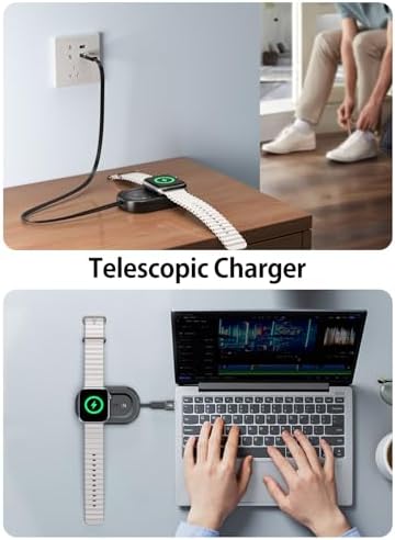 Revolutionary Magnetic Fast Charging Cable for Apple Watch Series 10 & 9 – LVFAN Premium Retractable Wireless Charger with USB C & A Compatibility – The Essential Travel Companion for Swift Powering of All Apple Watch Models Including Ultra 2, 8, 7, 6, 5, 4 & SE – Transform Your Mobile Charging Routine with Effortless Magnetic Attachments and Compact Design