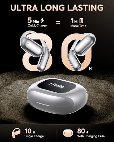 EUQQ Ultra Open-Ear Bluetooth Earbuds – Innovative Bone Conduction Sports Headphones for Unmatched Comfort and Awareness During Fitness, Running, and Workouts – Charcoal – Long Battery Life with Effortless Device Compatibility and Secure Fit