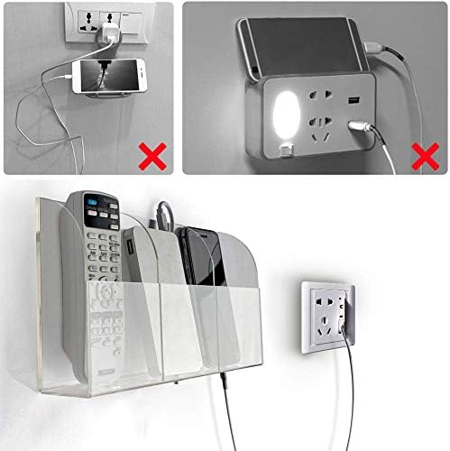 VANCORE Premium Clear Acrylic Wall-Mounted Charging Station: Ultimate Phone Holder & Remote Control Organizer with Triple Charging Ports for Streamlined Device Management – Chic Space-Saving Design for Every Room