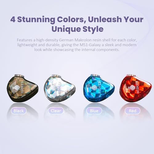 MS1-Galaxy High-Performance Gaming Earbuds with Dual Magnetic Drivers – Wired In-Ear Monitors Featuring 3.5 mm Compatibility, Inline Control, and Durable 0.78 mm 2 Pin Cable – Transparent Design for Enhanced Aesthetics and Audio Clarity