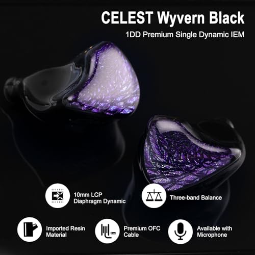 Discover the QOA Celest Wyvern Black Hi-Fi Wired In-Ear Monitors – Engineered with a Cutting-Edge Dynamic Driver for Deep Bass and Crystal Clear High Frequencies | Unique Artisan Hand-Painted Faceplate for Distinctive Personal Style | Durable Detachable 0.78 2-Pin Cable for Enhanced Longevity and Customization | Ergonomically Designed for Ultimate Comfort, Ideal for Gamers, Musicians, and Audiophiles | Versatile 3.5 mm Connector Ensures Compatibility Across All Devices. Experience Exceptional Sound Quality and Unique Aesthetic Appeal in One Premium Package.