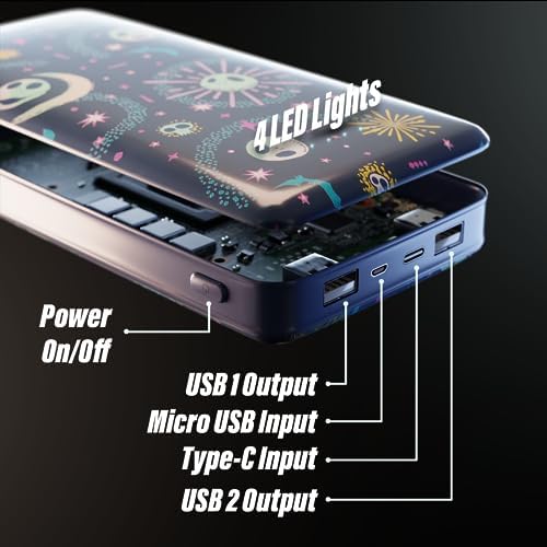 Tim Burton’s The Nightmare Before Christmas Jack Skellington 10,000 m Ah Portable Power Bank – Universally Compatible USB Charger for Phones & Tablets – Perfect Gift for NBC Enthusiasts – Fast Charging & Stylish Design for On-the-Go Power