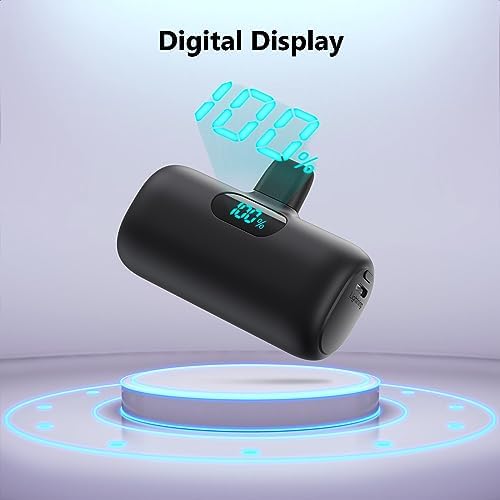 Ultra-Compact 2 Pack Mini Portable Charger 5200 m Ah with PD Fast Charging & LCD Display – Stylish Battery Backup Power Bank for i Phone 14/13/12/XR/7/6 – Your Essential On-the-Go Charging Solution