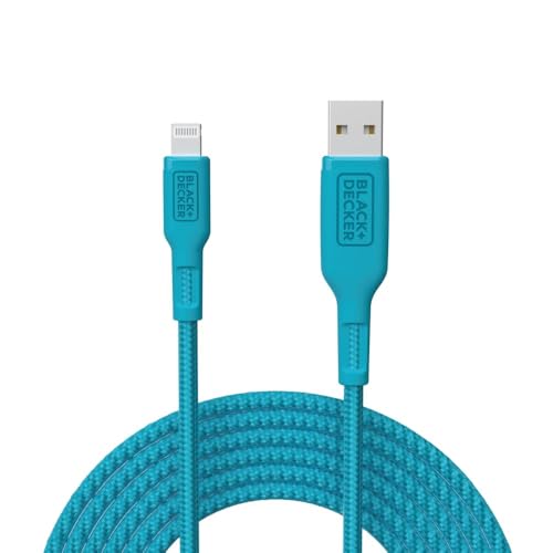 BLACK+DECKER Lightning to USB Charging Cable – Ultra-Fast Charge & Data Sync for All Apple Devices – Durable Braided Construction, Lightweight & Travel-Ready – Versatile Lengths & Color Options, Including Convenient 3 ft Length