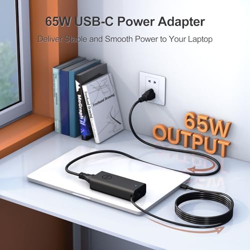 Ultra-Fast 65 W USB-C Charger for Dell Laptops – Lightweight and Portable Power Adapter with Safety Features – Compatible with XPS 13, Latitude & Inspiron Series – Efficient Charging with LED Indicator and Power Cord Included – Perfect for Travel and Daily Use