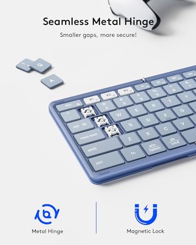 Samsers Portable Foldable Bluetooth Keyboard with Touchpad – Multi-Device Wireless Travel Companion for i OS, Android, Windows & Mac OS – Effortless Workflow with Bluetooth 5.1 and Long Battery Life – Perfect for On-the-Go Professionals