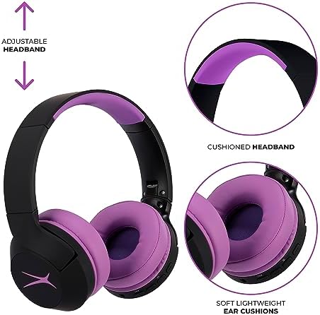 Altec Lansing Kid-Safe Wireless Headphones – Active Noise Cancellation for Children Aged 7+, 85 d B Volume Limiting, 15-Hour Battery Life, Ergonomic Foldable Design for Ultimate Comfort and Safety in Music, Movies, and Gaming