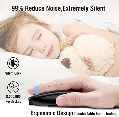 Ultimate Wireless Bluetooth Mouse for i Pad, Mac Book Pro, Air, and PCs – Rechargeable Silent Design for Productivity on the Go – Portable Slim Dual Mode Mouse with LED Indicators and Universal Compatibility